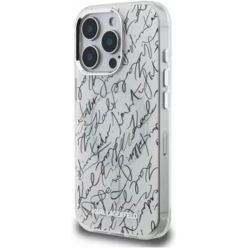 Karl Lagerfeld IML Karl ScriptPattern MagSafe Case, skirtas Apple iPhone 16 Pro, balta