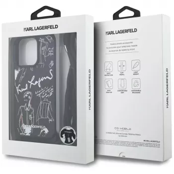 Karl Lagerfeld Crossbody GrainedPattern & Logo Phone Case for Apple iPhone 16 Pro Max, Black