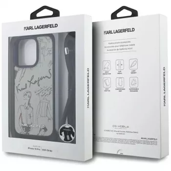 Karl Lagerfeld Crossbody GrainedPattern & Logo Case for iPhone 16 Pro, Grey