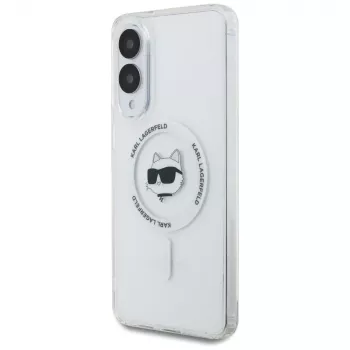 Karl Lagerfeld Button Choupette Head Printed Logo MagSafe Case for Samsung Galaxy S25 Edge White