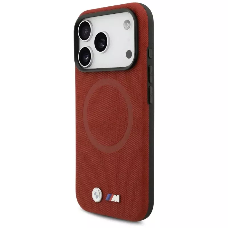 BMW M Series Metal Logo MagSafe Back Cover for Apple iPhone 17 Pro, Red