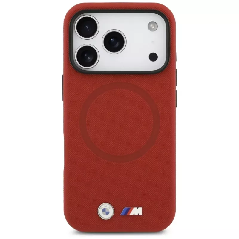 BMW M Series Metal Logo MagSafe Back Cover for Apple iPhone 17 Pro, Red