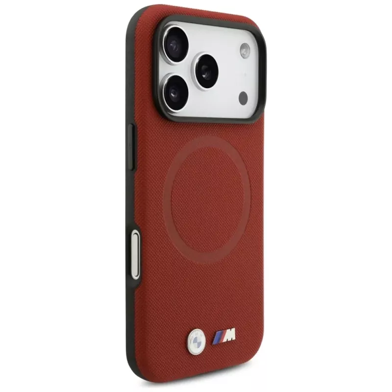 BMW M Series Metal Logo MagSafe Back Cover for Apple iPhone 17 Pro, Red