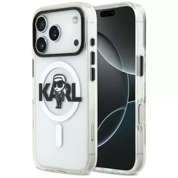 KARL LAGERFELD IML Karl Sketch Logo MagSafe Case, iPhone 17 Pro, skaidrus