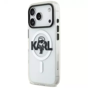 KARL LAGERFELD IML Karl Sketch Logo MagSafe Case, iPhone 17 Pro, skaidrus