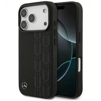 Mercedes Leather Laurel Leaves MagSafe Case, skirtas iPhone 17 Pro, juoda