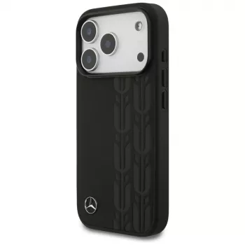 Mercedes Leather Laurel Leaves MagSafe Case, skirtas iPhone 17 Pro, juoda