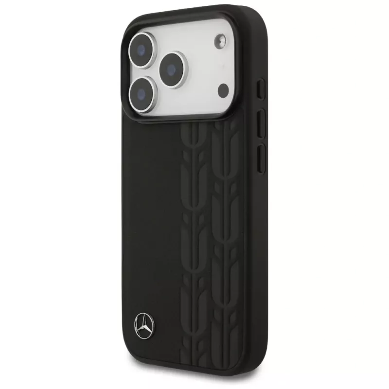 Mercedes Leather Laurel Leaves MagSafe Case, skirtas iPhone 17 Pro, juoda