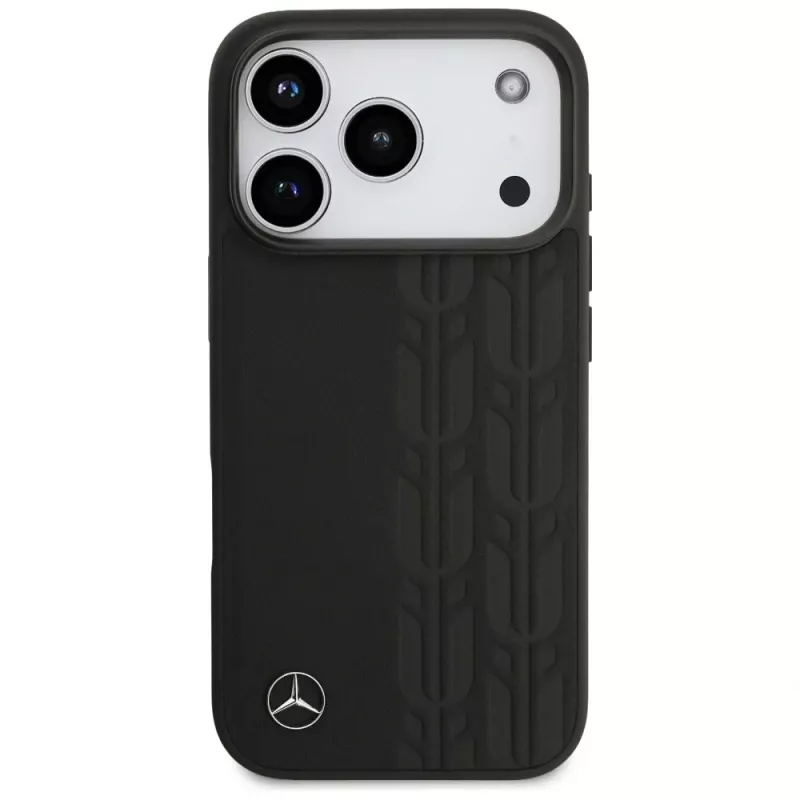 Mercedes Leather Laurel Leaves MagSafe Case, skirtas iPhone 17 Pro, juoda