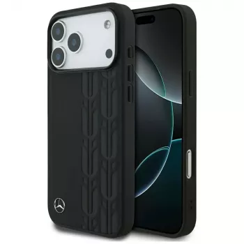 Mercedes Leather Laurel Leaves MagSafe Case for iPhone 17 Pro Max Black