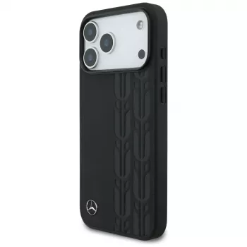 Mercedes Leather Laurel Leaves MagSafe Case for iPhone 17 Pro Max Black