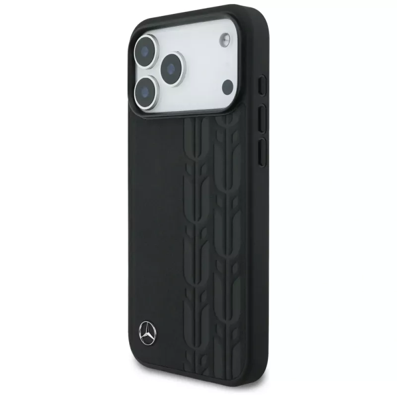 Mercedes Leather Laurel Leaves MagSafe Case for iPhone 17 Pro Max Black