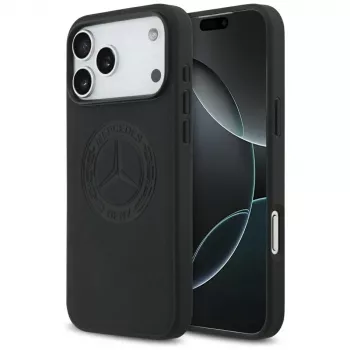 Mercedes Leather Vintage Logo MagSafe Case for iPhone 17 Pro Max Black