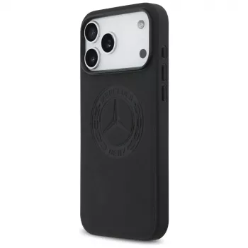 Mercedes Leather Vintage Logo MagSafe Case for iPhone 17 Pro Max Black