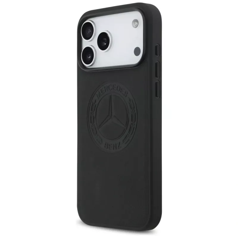Mercedes Leather Vintage Logo MagSafe Case for iPhone 17 Pro Max Black