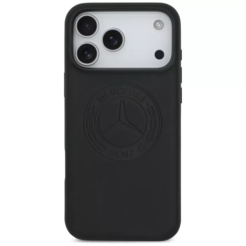 Mercedes Leather Vintage Logo MagSafe Case for iPhone 17 Pro Max Black