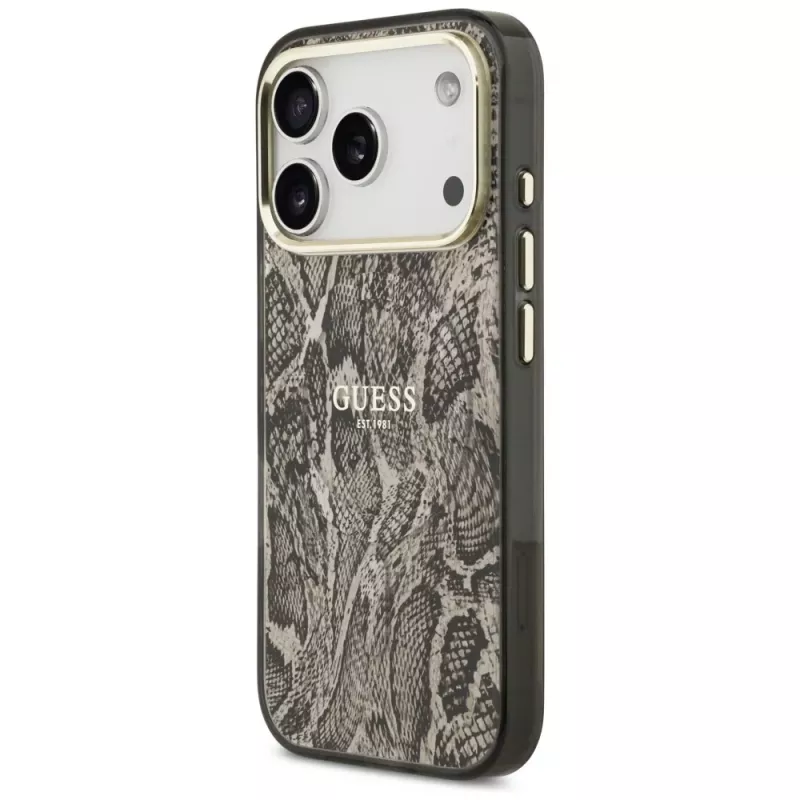 Guess Python Pattern MagSafe Case for iPhone 17 Pro Brown