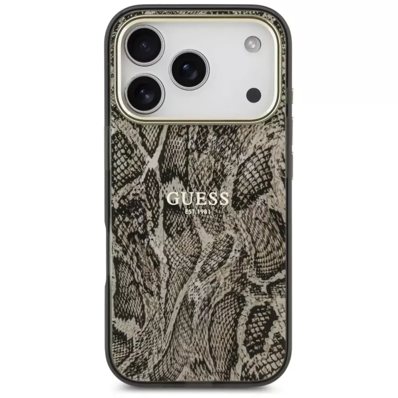 Guess Python Pattern MagSafe Case for iPhone 17 Pro Brown