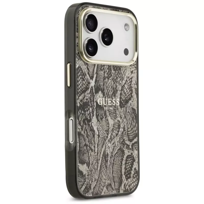 Guess Python Pattern MagSafe Case for iPhone 17 Pro Brown