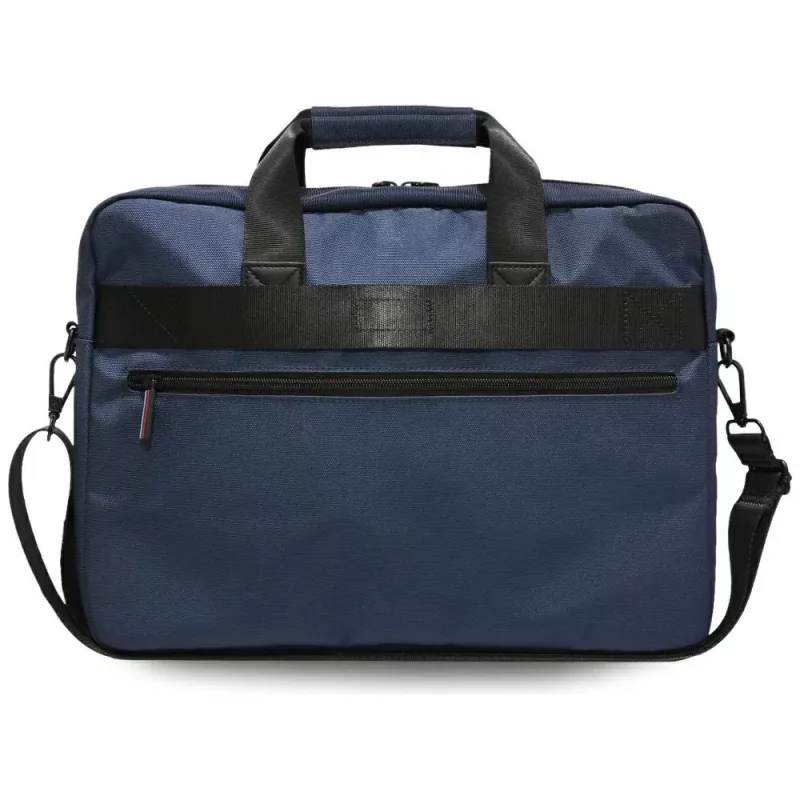 BMW Nylon Laptop Messenger Bag su metaliniu logotipu, tamsiai mėlyna, 16 colių