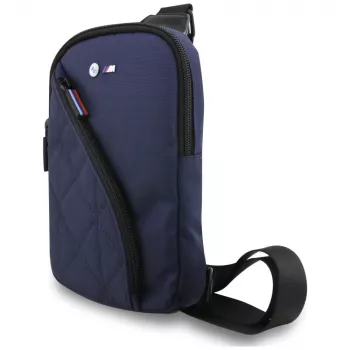 BMW Nylon Pocket & Metal Logo Crossbody Phone Bag Navy Blue