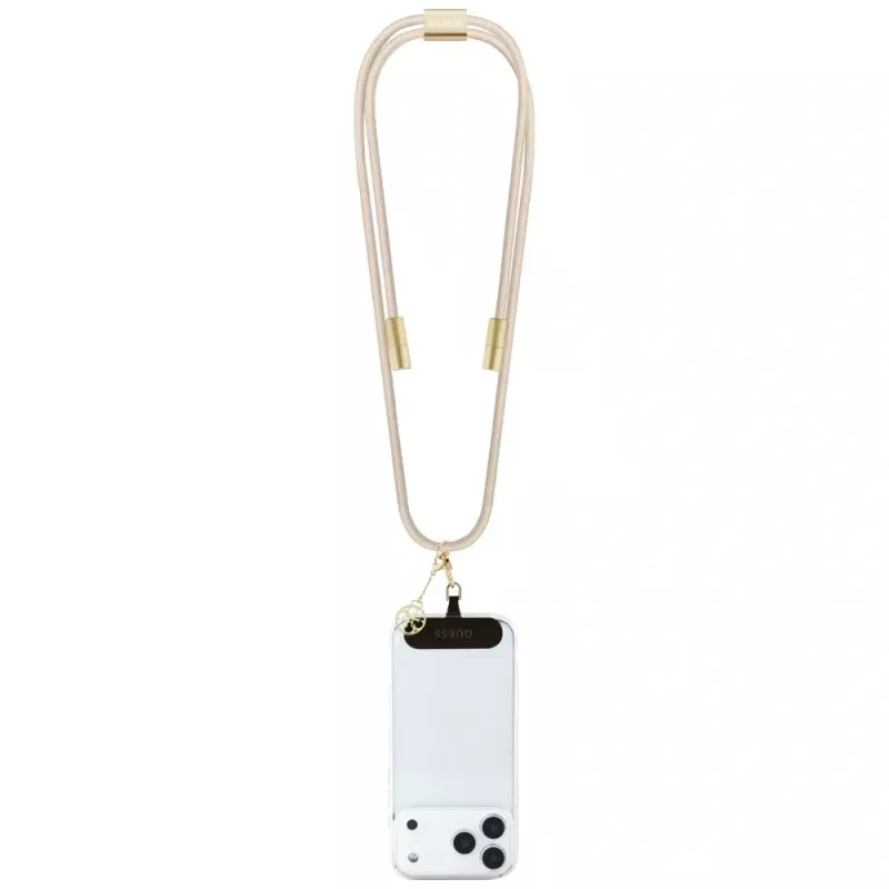 Guess Crossbody Strap 4G Charm – Universal Phone Strap / USB-C to USB-C Cable 1,5m (Beige)