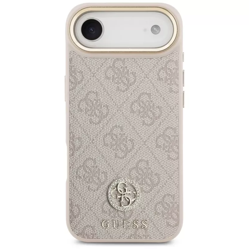 Guess 4G Strass Logo & Big Strap Metal Buttons MagSafe Case, iPhone Air – rožinė