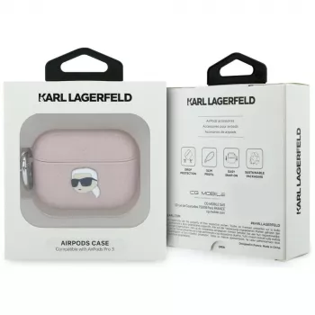 KARL LAGERFELD Monogram Karl Head Dėklas, skirtas AirPods Pro 3, Rožinis