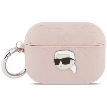 KARL LAGERFELD Monogram Karl Head Dėklas, skirtas AirPods Pro 3, Rožinis