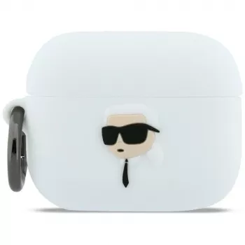 KARL LAGERFELD Silicone Karl Head 3D Dėklas, skirtas AirPods Pro 3, Baltas