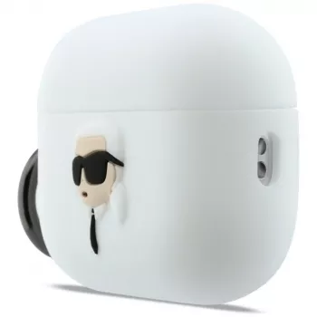 KARL LAGERFELD Silicone Karl Head 3D Dėklas, skirtas AirPods Pro 3, Baltas