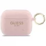 Guess silikoninis blizgus žiedinis dėklas AirPods Pro 3 ausinėms, rožinis