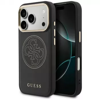Guess Perforated 4G MagSafe Dėklas, skirtas iPhone 17 Pro, Juodas