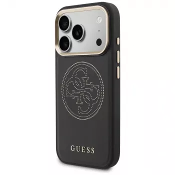 Guess Perforated 4G MagSafe Dėklas, skirtas iPhone 17 Pro, Juodas