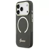 Guess IML Script Metal MagSafe Dėklas, skirtas Apple iPhone 17 Pro, juodas