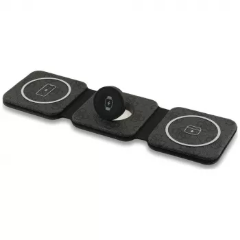 Guess 4G Wireless Charger – 3 viename indukcinė įkrovimo stotelė su MagSafe, iPhone, AirPods ir Apple Watch, 15 W (juoda)