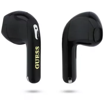 Guess Gold Line Triangle TWS Bluetooth ausinės su įkrovimo dėklu (Juodos)