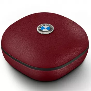 BMW Bluetooth TWS Ausinės Leather Metal Logo ENC Raudonos