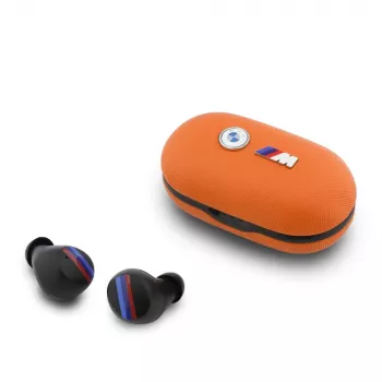 „BMW M“ metalo logotipo TWS „Bluetooth 5.3“ ausinės su ENC – oranžinės