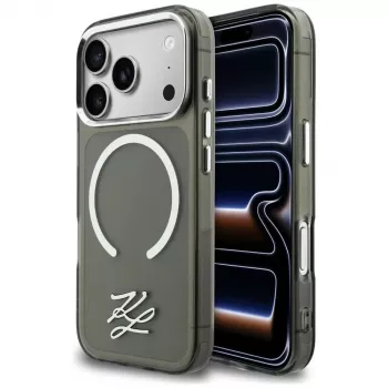KARL LAGERFELD IML KL Script Logo MagSafe Case, skirtas Apple iPhone 17 Pro Max, juoda