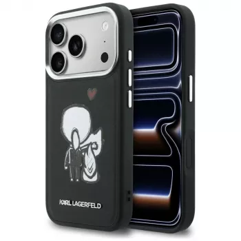 KARL LAGERFELD Karl & Choupette Back Logo MagSafe Case for iPhone 17 Pro Black
