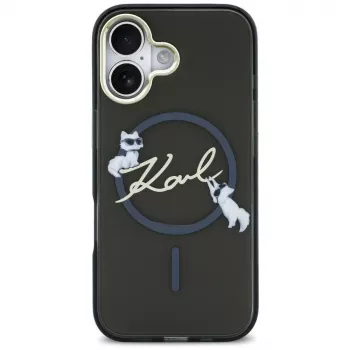 Karl Lagerfeld IML Choupettes KarlScript Logo MagSafe Dėklas, skirtas iPhone Air, Juodas