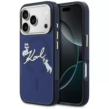 KARL LAGERFELD IML Choupettes KarlScript Logo MagSafe Case for Apple iPhone 17 Pro Max - Blue