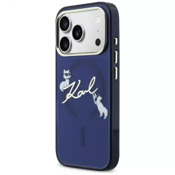 KARL LAGERFELD IML Choupettes KarlScript Logo MagSafe Case for Apple iPhone 17 Pro Max - Blue