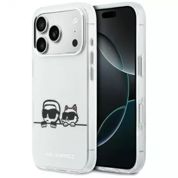 KARL LAGERFELD IML Karl & Choupette Peekaboo Logo MagSafe Case, skirtas Apple iPhone 17 Pro, balta