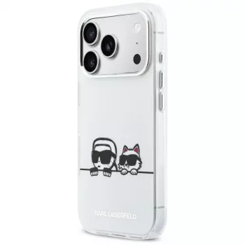 KARL LAGERFELD IML Karl & Choupette Peekaboo Logo MagSafe Case, skirtas Apple iPhone 17 Pro, balta