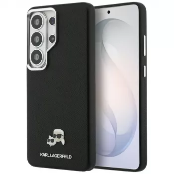 Karl Lagerfeld Saffiano KC Metal Logo MagSafe dėklas, skirtas Samsung Galaxy S26 Ultra, juodas