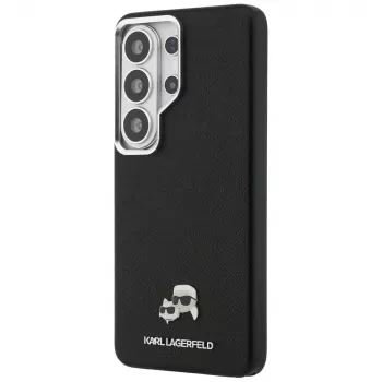 Karl Lagerfeld Saffiano KC Metal Logo MagSafe dėklas, skirtas Samsung Galaxy S26 Ultra, juodas
