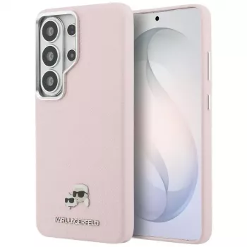 KARL LAGERFELD Saffiano KC Metal Logo MagSafe Dėklas Samsung Galaxy S26 Ultra - Rožinis