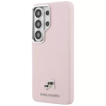 KARL LAGERFELD Saffiano KC Metal Logo MagSafe Dėklas Samsung Galaxy S26 Ultra - Rožinis